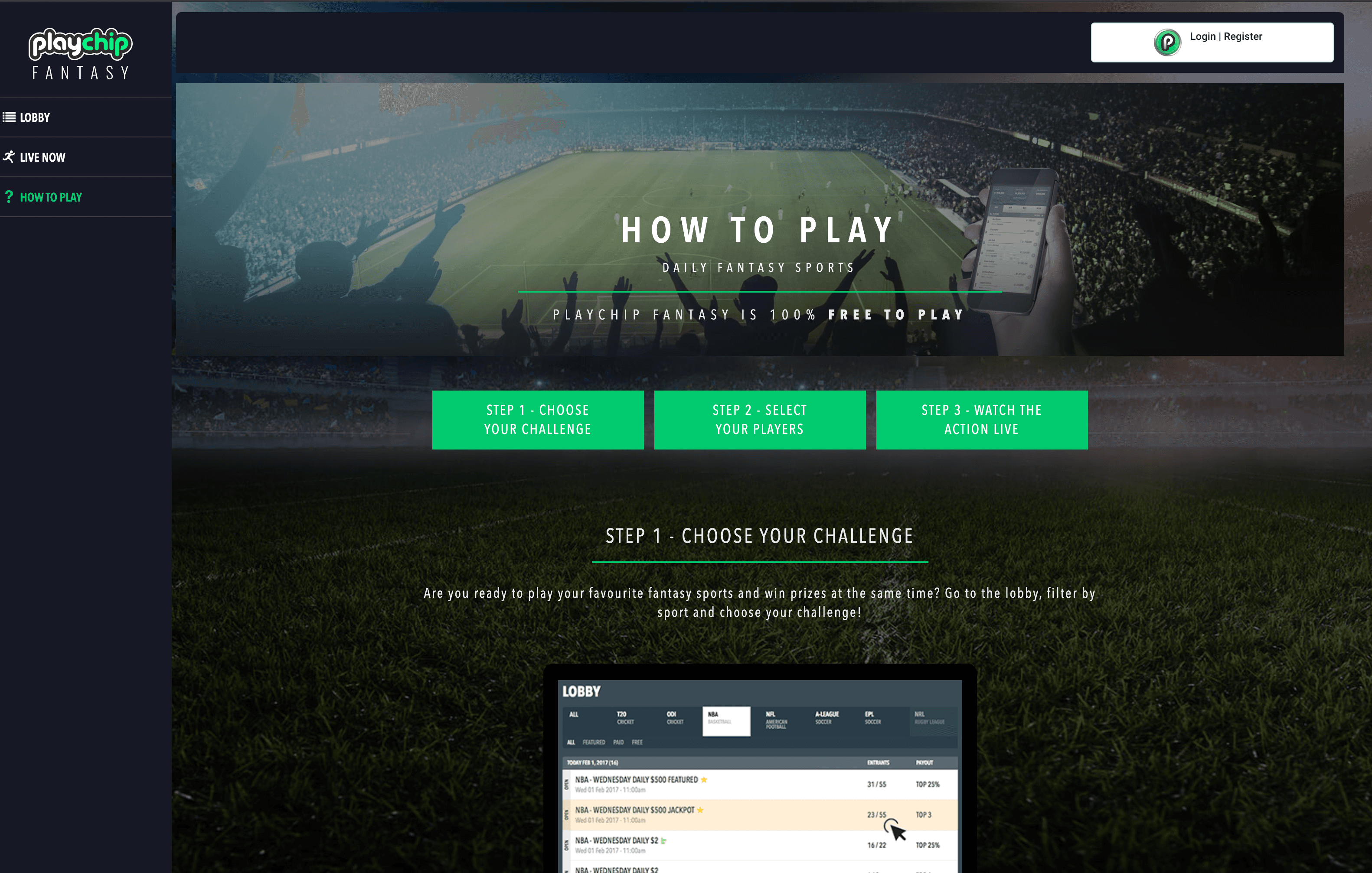 PlayLobby PlayChip Fantasy Interface